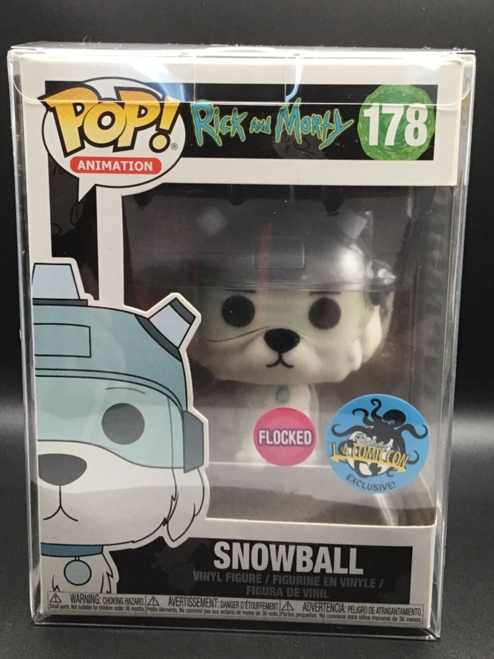 Funko Pop! Rick and Morty Snowball Flocked Exclusive #178 w/ Pop Protector New!!